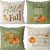 Various Harvest Festival Pumpkin Combination Pillow Covers Set of Four Thanksgiving Decorative Pillow Cushion Covers