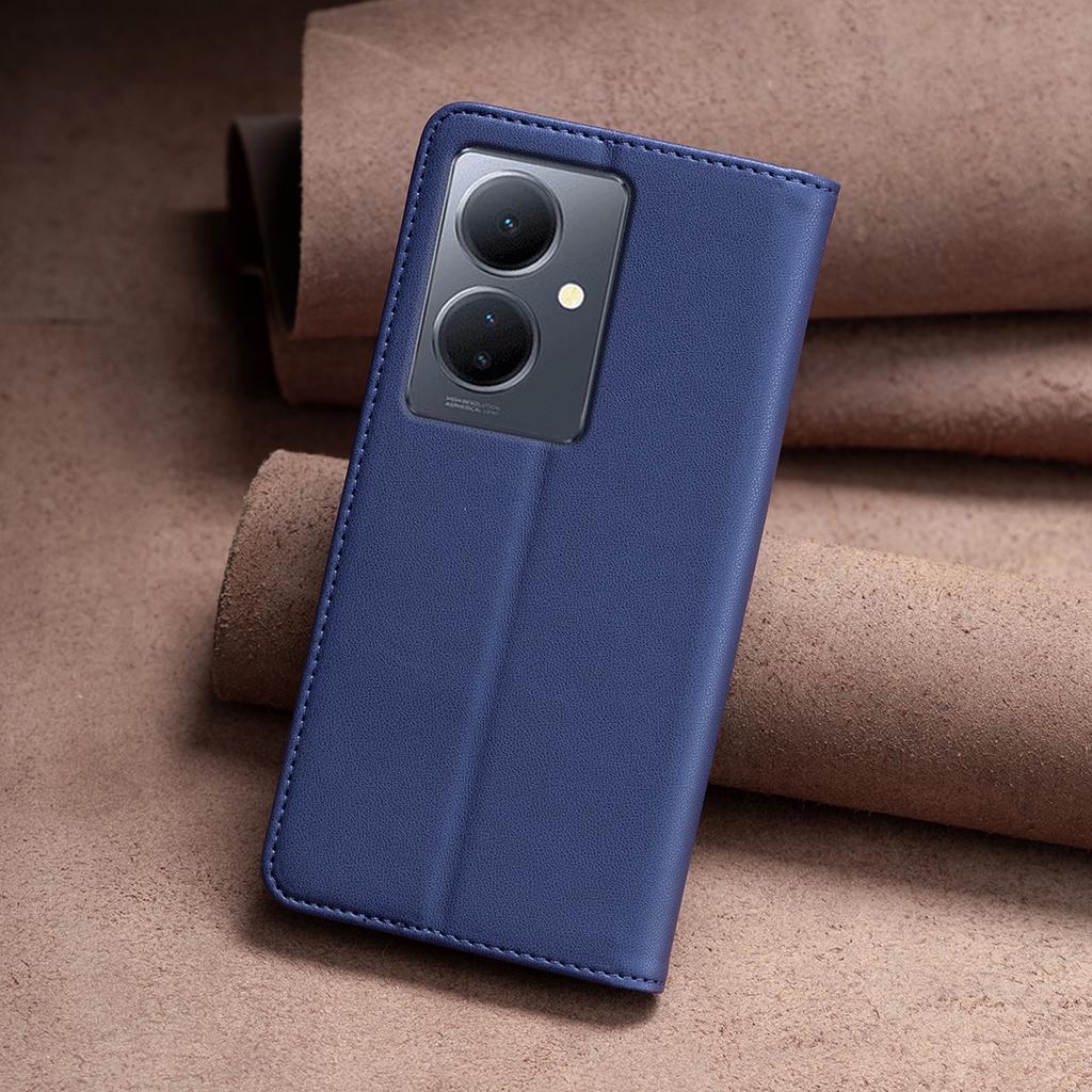 Ультратонкий чехол-кошелек из искусственной кожи с однотонным узором и отделениями для карт для vivo Y78, Y36, Y27 4G, Y35 4G, Y22s, Y21, Y21s, Y33s 4G, Y15, Y12, Y17, Y20...