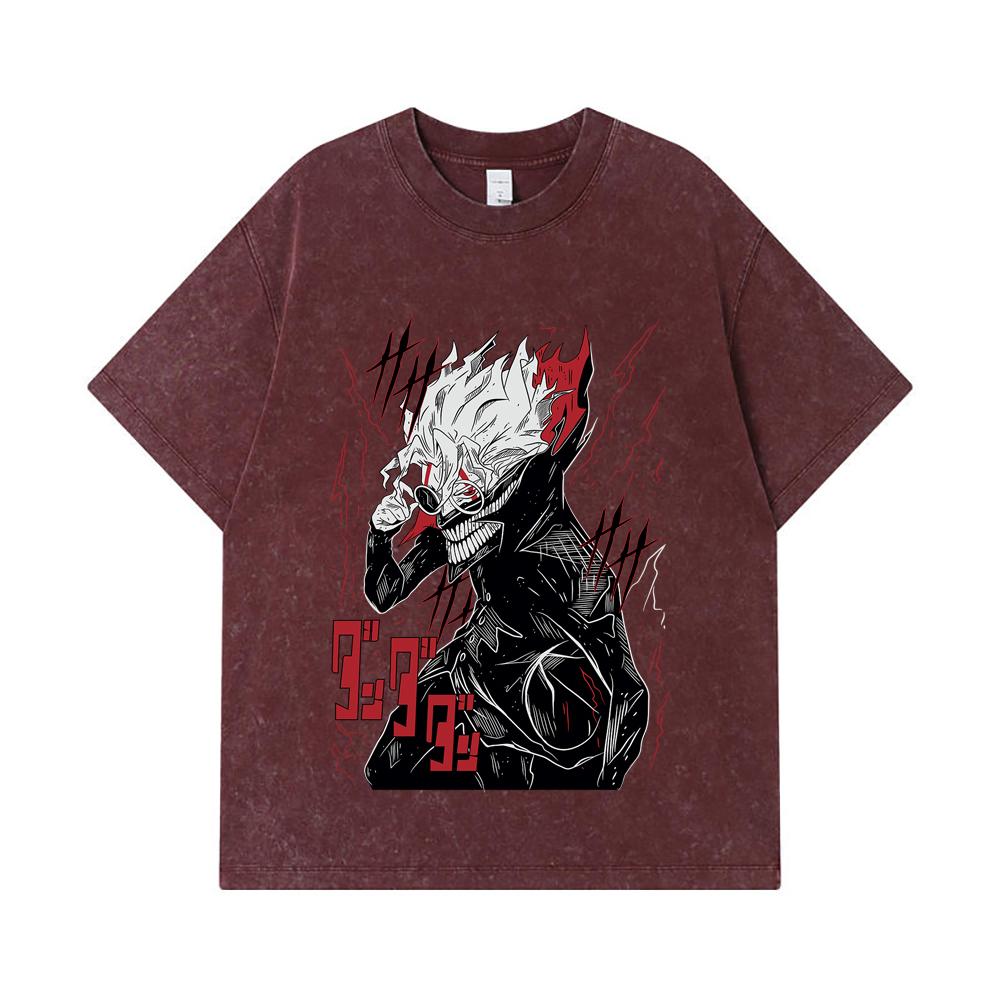 275 GSM Washed T-shirts 100% Cotton Dandadan V28 Okarun Print Unisex Heavy Cotton T Shirt
