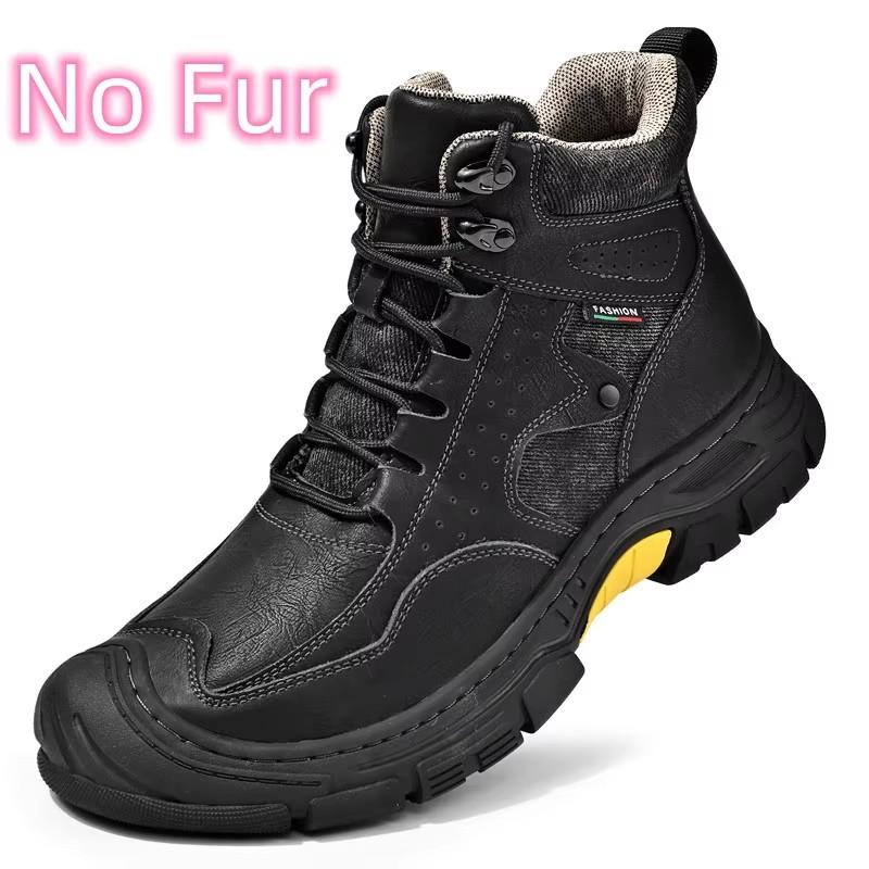 Men Lace-Up Mens Motocross Boots All-match Hiking Ankle Boots 2024 New Male Comfortable Sneakers Leather Fashion Walking Shoes