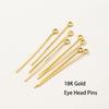 100 шт. штифты с шариковым наконечником 14K 18K с золотым покрытием, 16-50 мм, для изготовления украшений своими руками, фурнитура, латунь, металлические штифты с плоской головкой, штифты с ушком, расходные материалы