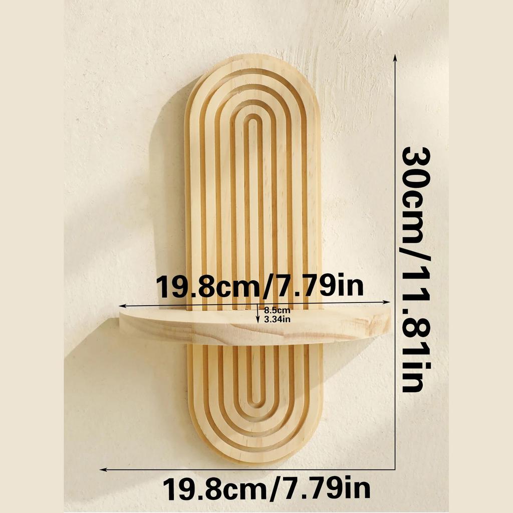 1 шт. Деревянные настенные полки в стиле бохо, геометрические настенные полки, отделка из натурального дерева, современный домашний декор, декоративные растения