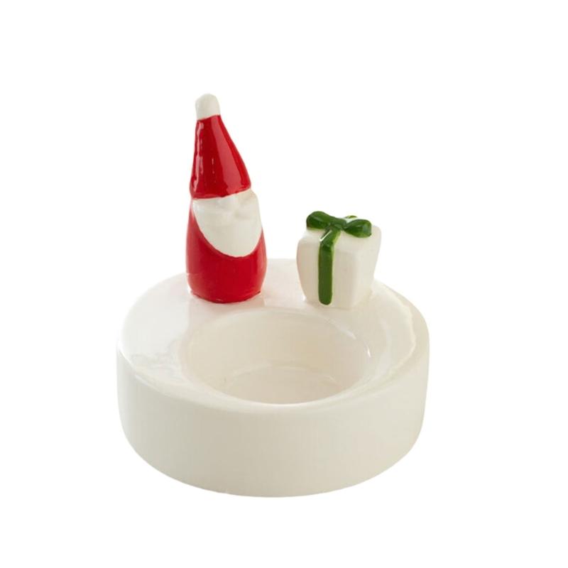 Christmas Ceramic Candlestick Decorative Stand Holiday Table Centerpeice
