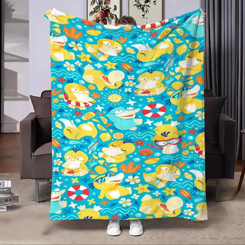 Cute Pokémon Psyduck Blanket Comfortable skin friendly soft sofa living room bed bedroom blanket suitable for travel and gift