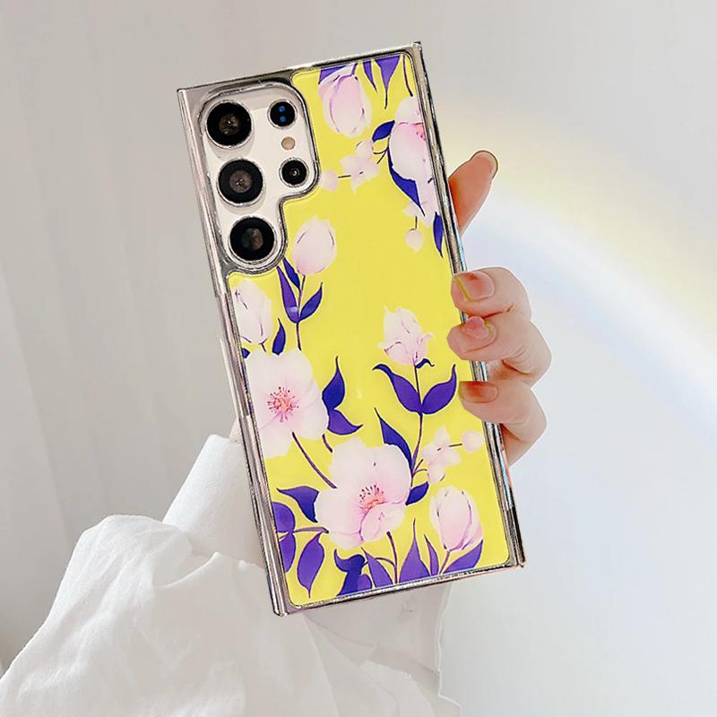 Мягкий силиконовый чехол с ретро-покрытием и цветком для Samsung Galaxy S23 Ultra S21 S22 Plus A04S A54 A34 A24 A14 A13 A53 iPhone 13 14 Pro Max, противоударный чехол