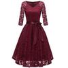 Women's Fashion Vintage V-Neck Long Sleeve Lace  Retro Slim Evening Dress