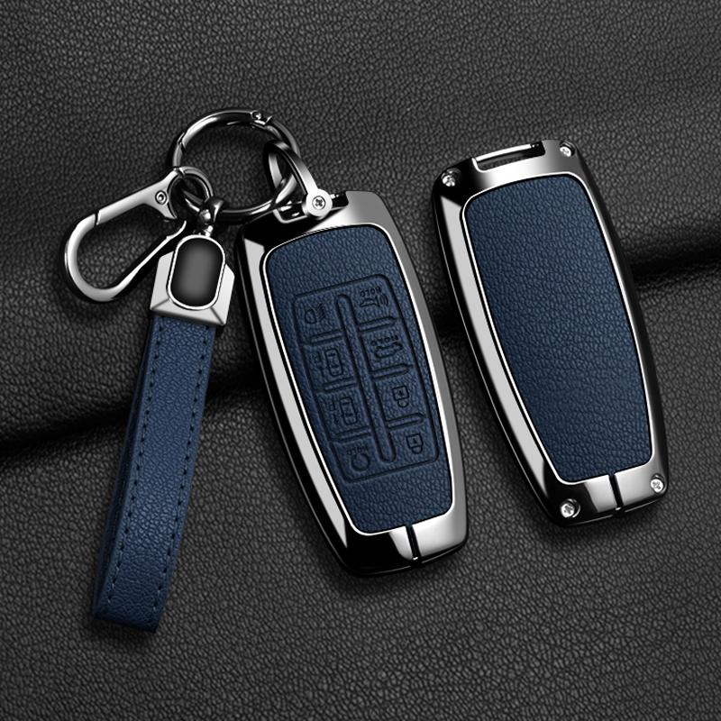 Zinc Alloy Leather Car Key Case Cover For Hyundai Genesis GV80 GV90 GV70 G80 Shell Fob Holder Accessories
