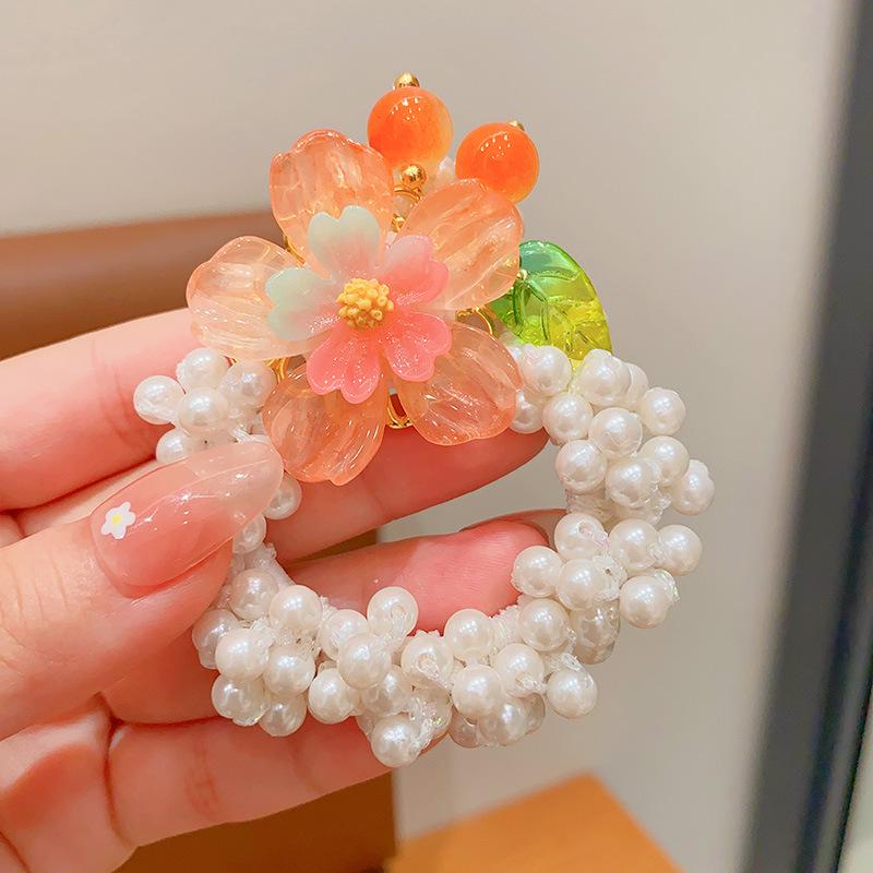Винтажное цветочное жемчужное кольцо для волос для девочек - эластичный аксессуар для пучка