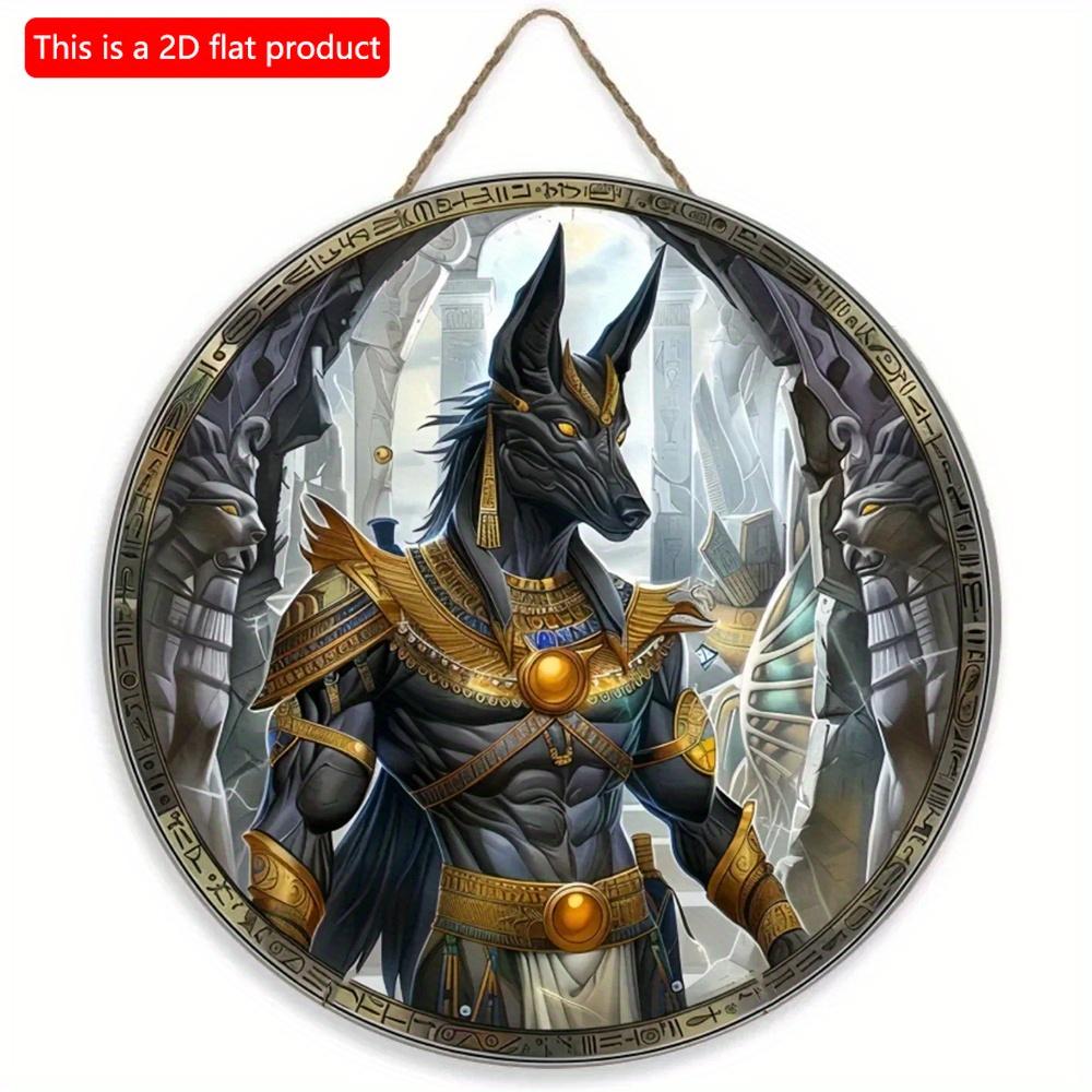 1pc 2d Flat Wood Vintage Egyptian Round Wooden Sign - 20cm Egyptian Mysterious Theme Sign Suitable for Home, Cafe, Apartment, Etc. - Festival, Lover