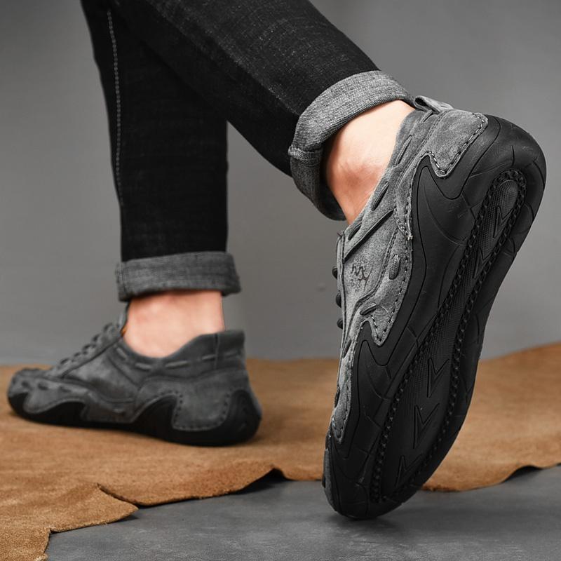 Тенденции мужской повседневной обуви из свиной кожи. Модная дышащая спортивная обувь. Нескользящая удобная деловая обувь.