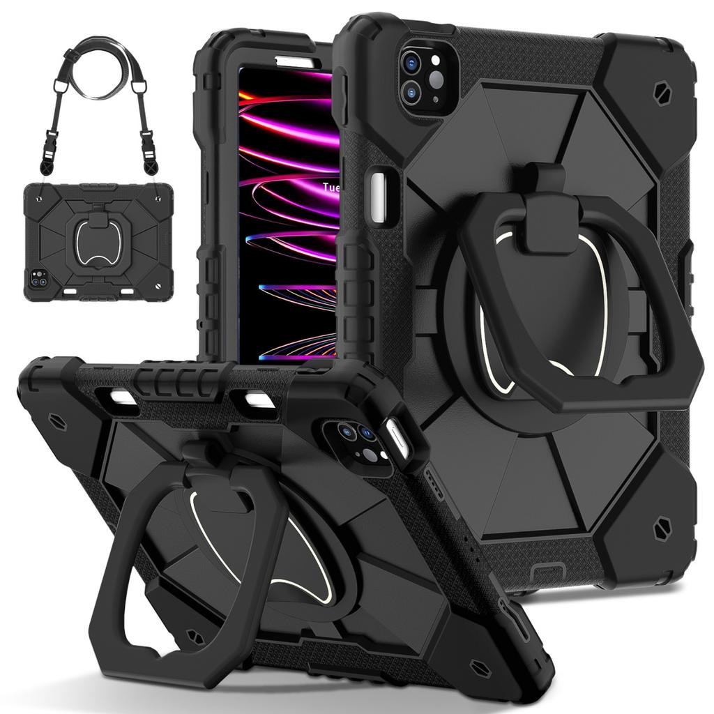 For Apple iPad Pro 11 (2021) 360° Rotating Grip Heavy Duty Protection Stand TPU+PC 3in1 Anti-knock Shockproof Tablets PC Case