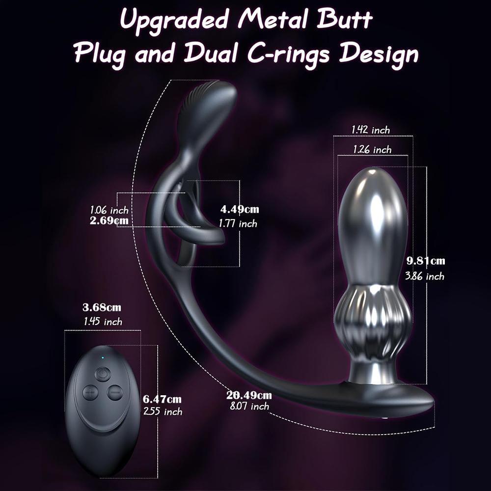Вибрирующее кольцо для члена, массажер простаты, двойной мотор, вибратор для пары, металлическая анальная пробка, двойное кольцо для пениса, стимулятор клитора, секс-игрушки для взрослых для мужчин, пульт дистанционного управления