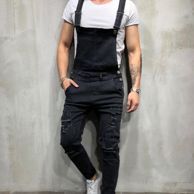 Fashion Men's Denim Overalls Suspenders Men's Jeans New Pants Jumpsuit Tide