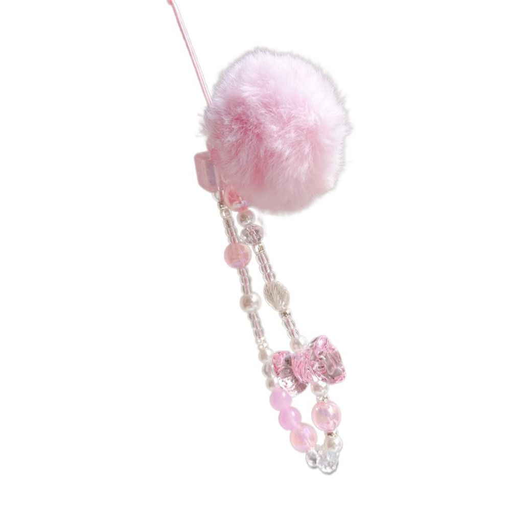 Hair Ball Mobile Phone Chain Sweet Girl Cellphone Pendant Beaded Phone Straps  Bag Pendant