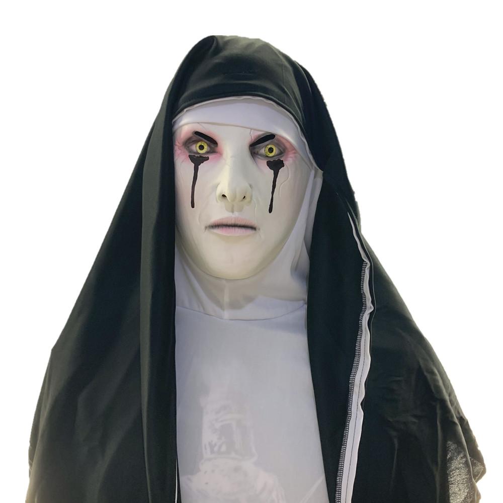 Horror Nun Latex Mask Halloween Haunted House Party Costume Cosplay Accessories