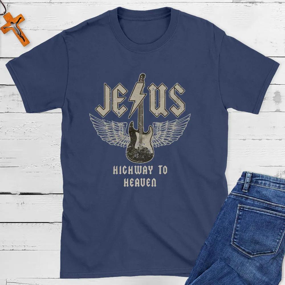 Jesus Highway To Heaven TShirt Mens and Womens Short Sleeve Cotton Tees Retro HipHop Tops Summer Blouse Men Clothing