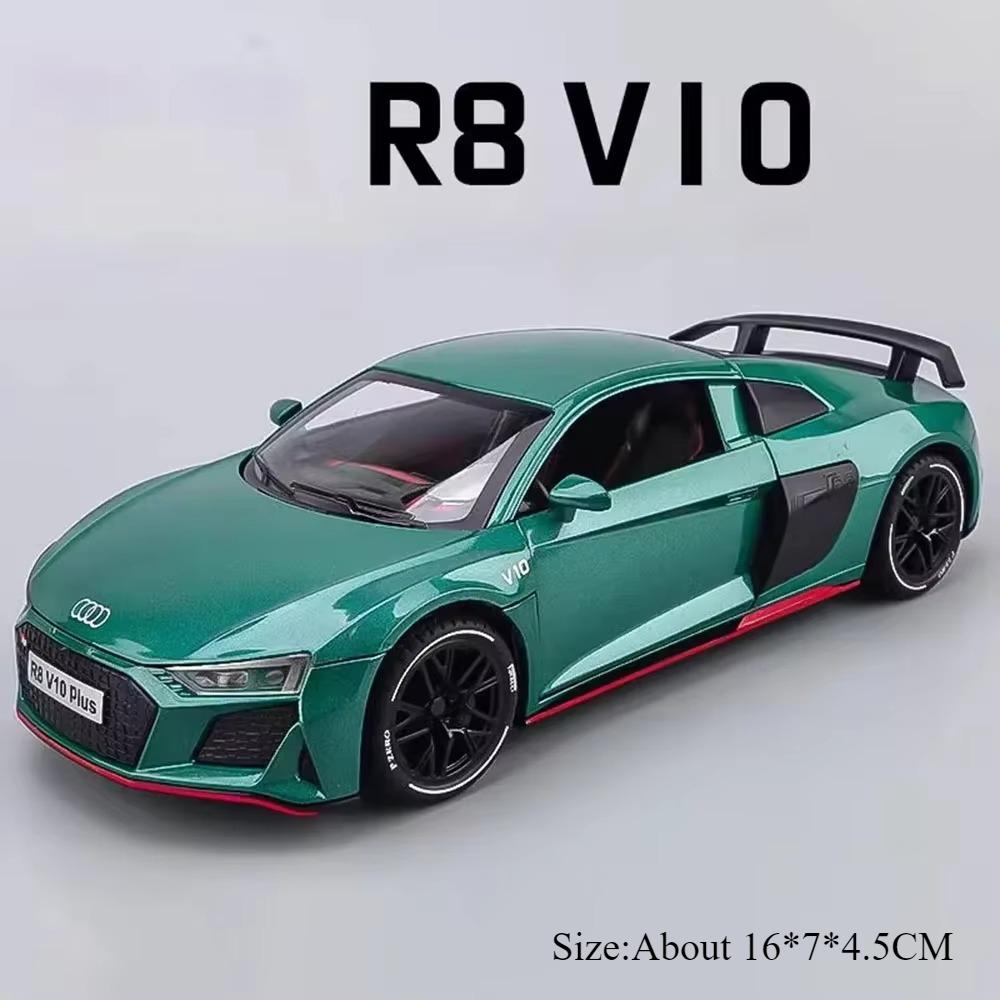 1:24 R8 V10 Plus Rs7 Модель автомобиля Литой сплав Игрушки 4 двери открываются Со звуком и светом Откатные Миниатюрные автомобили Мода Домашний декор