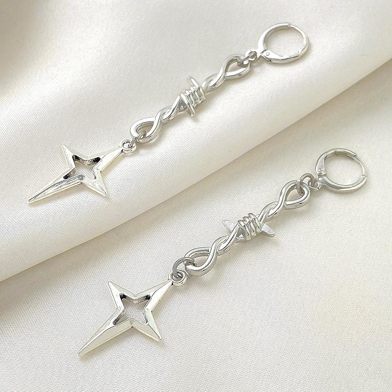 Готические Панк Серьги с Шипами для Женщин Хип-Хоп Простые Серьги с Колючей Звездой с Полым Дизайном Y2K Ювелирный Подарок