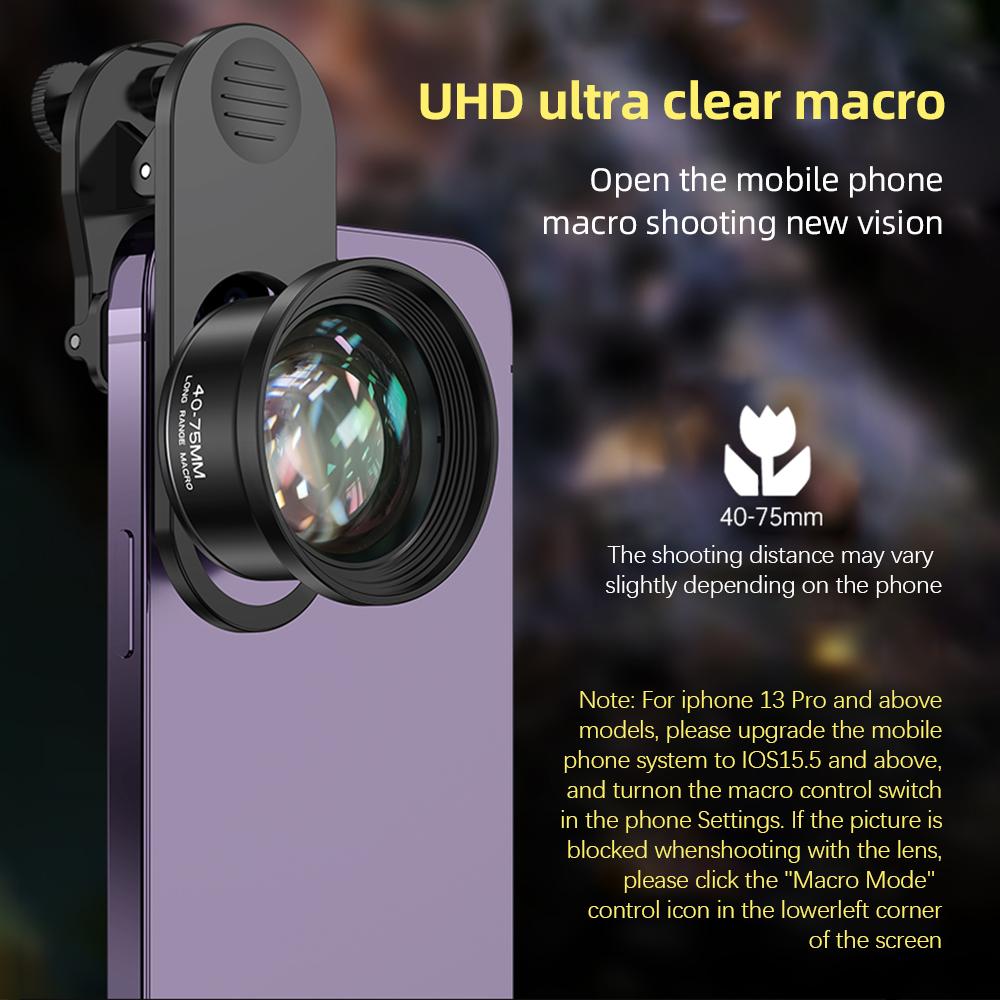 10X Universal Smartphone Macro Lens 4K Ultra High Definition Phone Camera Lens with Phone Clip