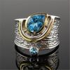 Accessories, Creative Ethnic Style With Blue Rhinestone Zircon Ring, Fashionable Women'S Ring