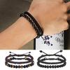 2 Pcs Men Beaded Smooth Adjustable Lightweight Matte Agate Stone Healing Spiritual Protection Bracelet