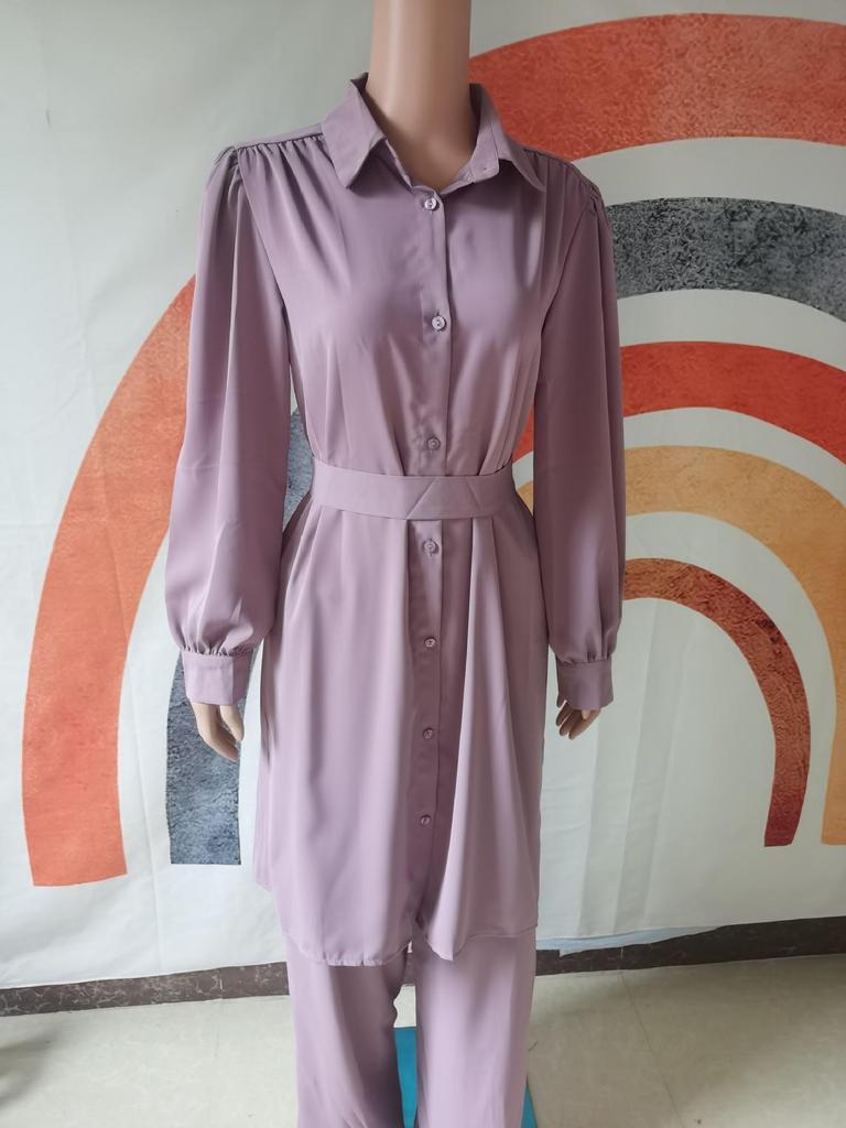 Элегантный комплект рубашки с длинным рукавом и брюк в ближневосточном стиле Осень/Зима 2024 для арабских мусульманок