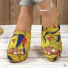 Fashion Colorful Graffiti Women Wedge Sandals Summer Peep Toe Platform Shoes Woman Fashion Thick Bottom Beach Sandals Zapatos De Mujer