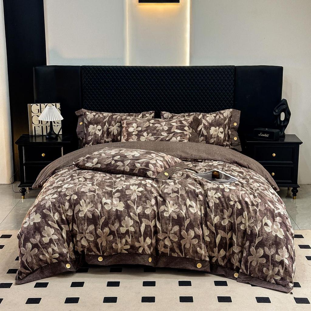 Retro Linen Cotton Brushed Double Bedding Set