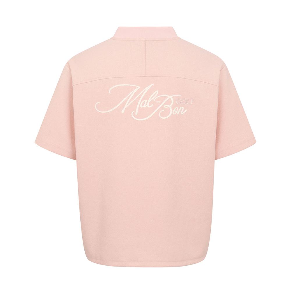 MALBON GOLF Summer Terry Semi-Overfit Half-Zip T-Shirt Pink