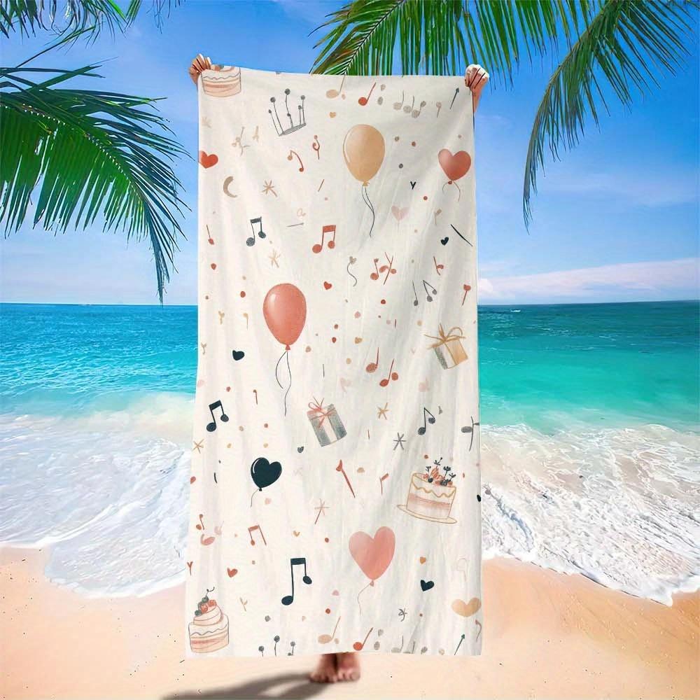 1pc Large Microfiber Beach Towel with Birthday Party Design Lightweight,Quick-Dry,Sandproof Yoga Sports Blanket,Travel Swimming