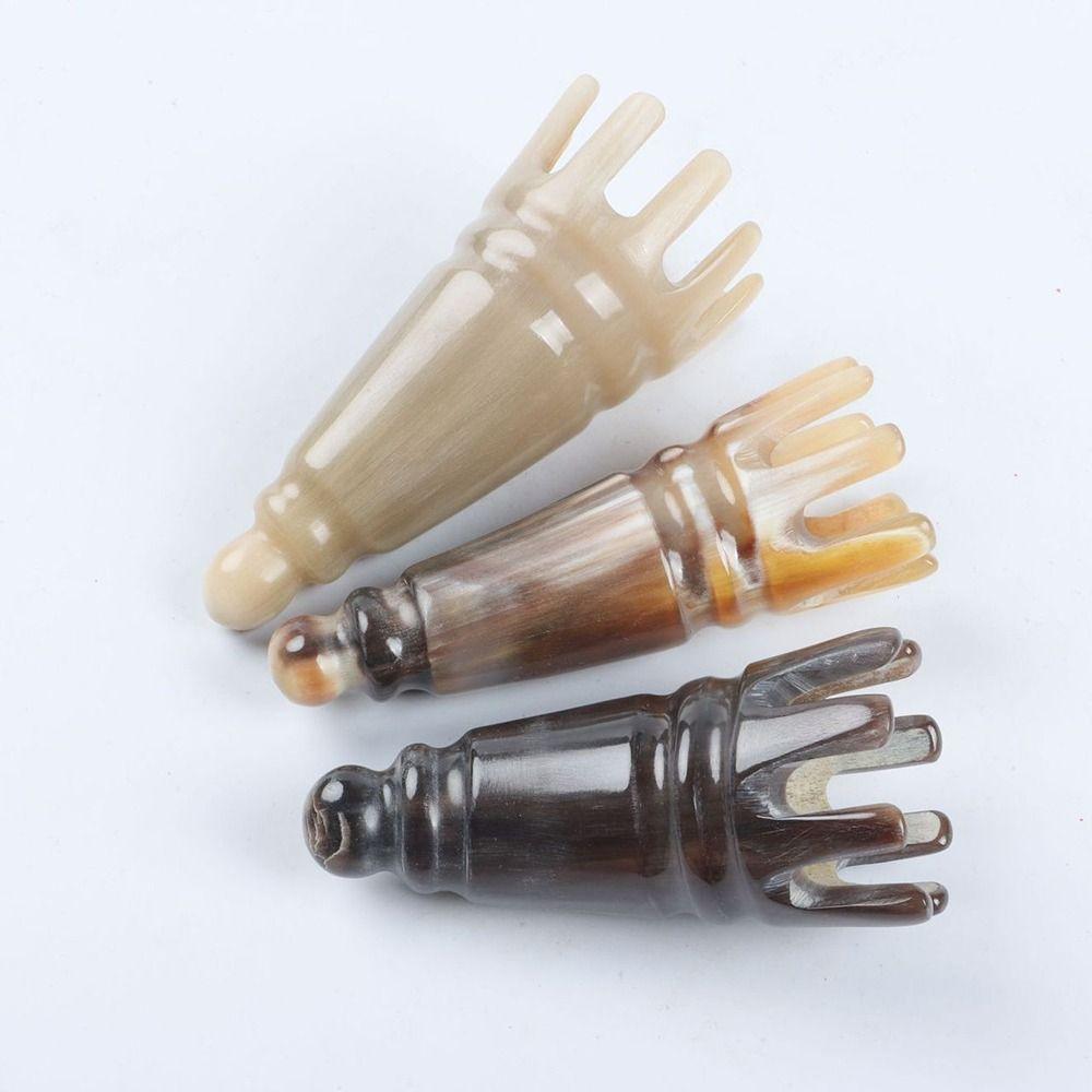 Scalp Massager Brush Long Pointed Shampoo Comb Scrapping Head Buffalo Horn Meridian Comb Hair Wash