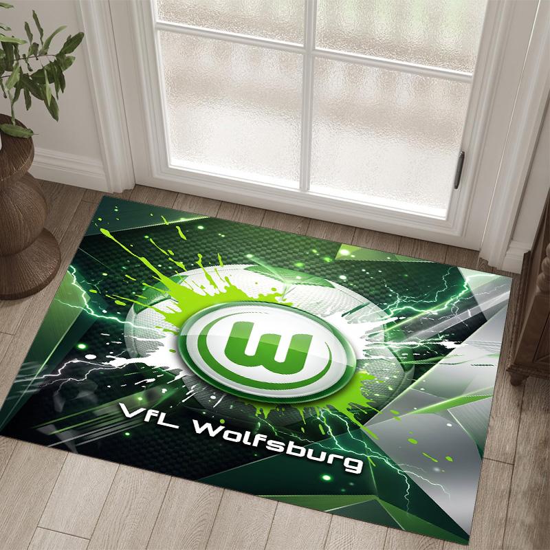 VfL Wolfsburg FC Design Crystal Velvet Carpet Cozy Non?Slip Printed Rug For Bedroom Living Room Entrance