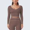 Nude Contrasting Color Breathable High-elastic Sports Long-sleeved Tops Sports Running Fitness Yoga Wear T-shirt For Women