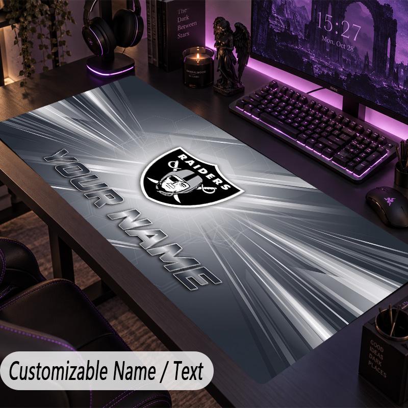 Large Mouse PadLas Vegas Raiders Custom Name Text Personalized Desk Mat Non Slip Gaming Pad