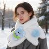 Женский милый корейский шарф из искусственного кроличьего меха: Толстый, теплый, плюшевый, универсальный шарф-снуд для осени и зимы; Модный стиль для студентов и детей.