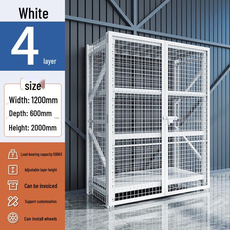 Multi-layer Grid Warehouse Shelving with Lockable Doors and Wheels