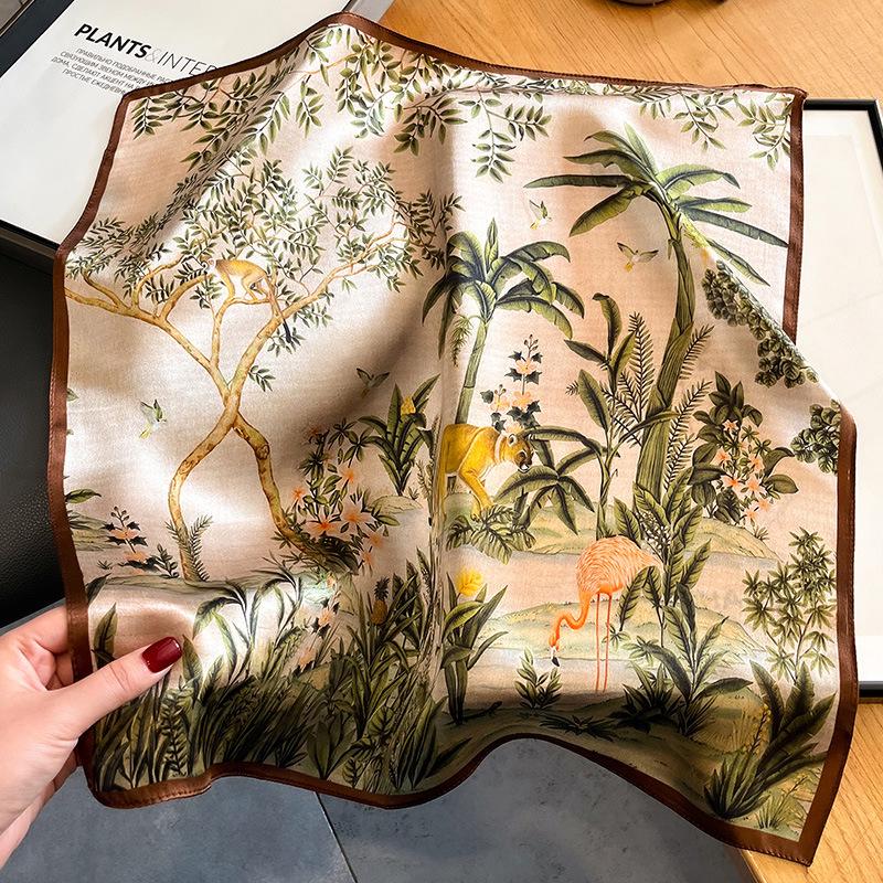 Retro Stylish Deep Blue Paisley Silk Scarf - Lightweight, Small Square for Neck Protection