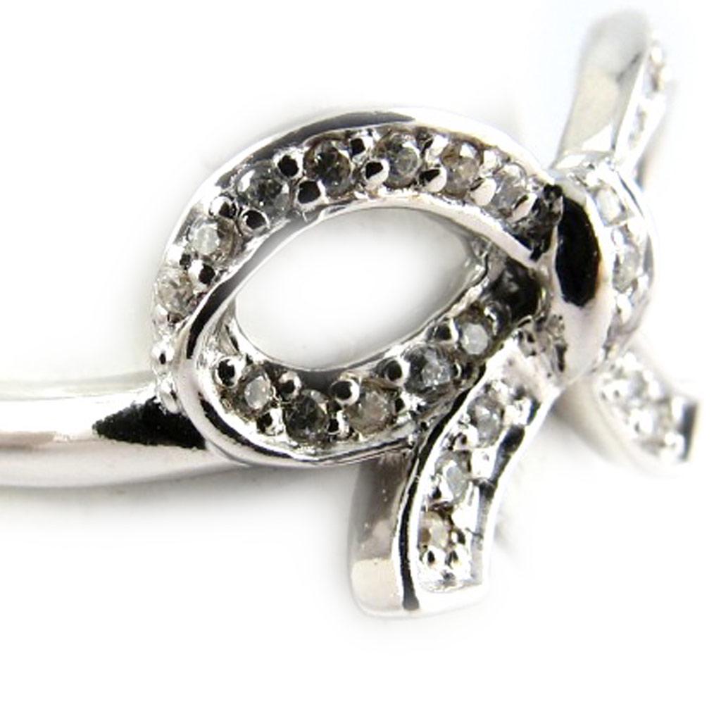 Серебряное кольцо "Романтический узел" Серебристо-белое (родиевое покрытие) - 18х12 мм