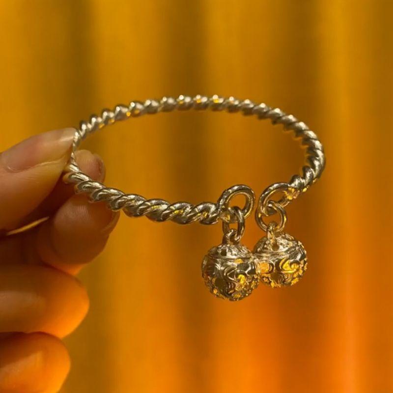 Посеребренный браслет S925 серебряный браслет свадебный браслет витая линия Gong Ling женский браслет-колокольчик китайский День святого Валентина пара ювелирных изделий