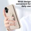 For iPhone 16 Case Kickstand Card Slots Leather Coated TPU Cover with Shoulder Strap - Beige