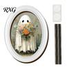 Halloween Home Decor Set Ghost Oval Photo Frame, Cute Table Sign, Decorative Framed Frames for Picture, Creative Wall Art Mantel Living Room