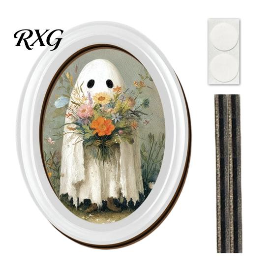 Halloween Home Decor Set Ghost Oval Photo Frame, Cute Table Sign, Decorative Framed Frames for Picture, Creative Wall Art Mantel Living Room