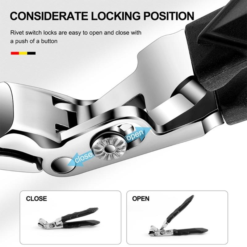 Angled Stainless Steel Nail Clippers with AntiSlip Textured Handle Durability Rustproof Blade for Elderly Users
