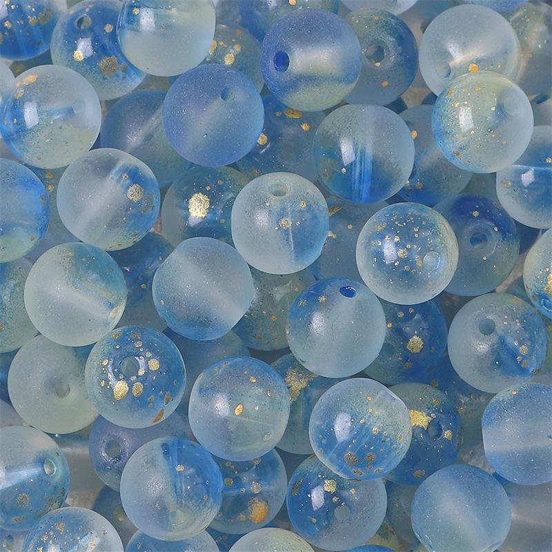 Комплект браслетов из бисера Summer Jelly Gold Glitter: Двойные стеклянные круглые бусины и полусахарные пузырчатые бусины