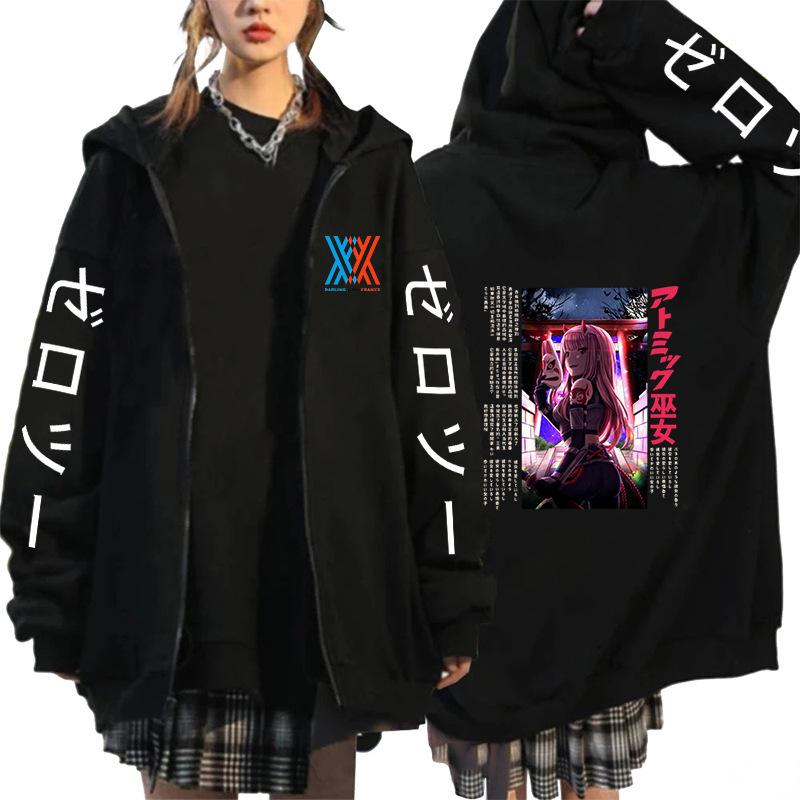 Anime DARLING in the FRANXX printed hoodie cross-border new casual loose zipper sweater