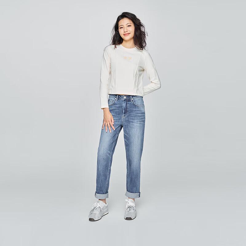 Lee Женские джинсы 411 с высокой талией, прямые, средне-синие