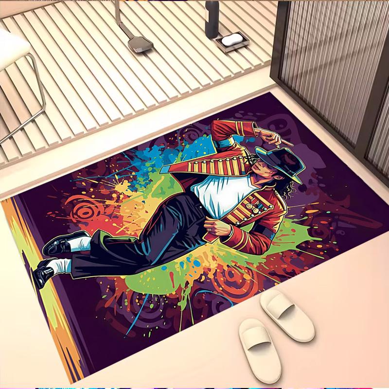 Michael Jackson Print Rug, Washable Floor Carpet, For Entryway Dorm Laundry Room Office Study, Home Decor Birthday Christmas Gift