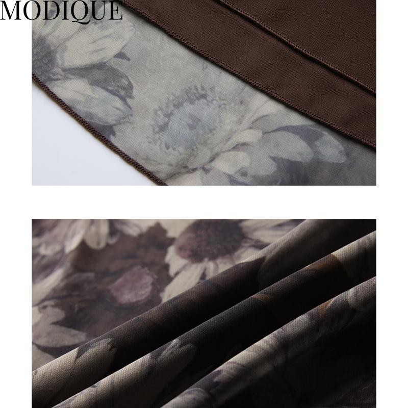 MODIQUE Весна Лето Большие размеры Новые женские свободные винтажные хлопковые льняные кружевные блузки с цветочным принтом Рубашки женские повседневные оверсайз с длинными рукавами и v-образным вырезом Футболка