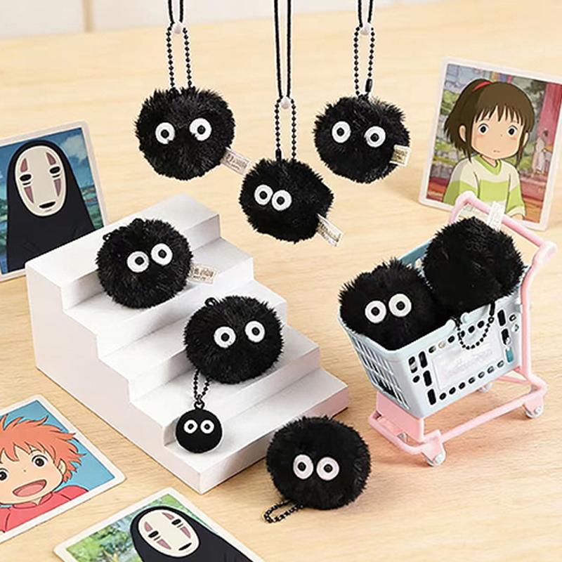 New Anime Pet Toy Coal Ball Figurines Keychains Accessories Cute Plush Black Coal Ball Cartoon Bag Pendants Gift