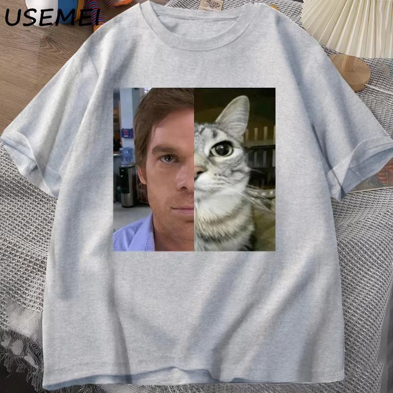 Dexter Morgan Cat Tshirts Funny Cotton Short Sleeve O Neck Tshirt Unisex Streetwear Unisexs Clothes Harajuku Printed Tshirt Tops